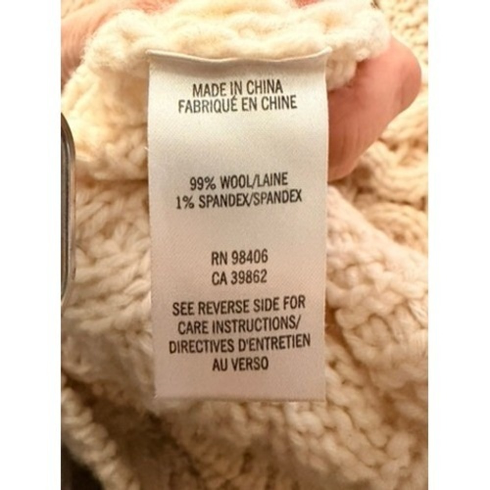 Theory Women Cream Wool Cable Knit Fisherman  Crew‎ Neck Sweater Size P TP Ivory - Picture 7 of 7
